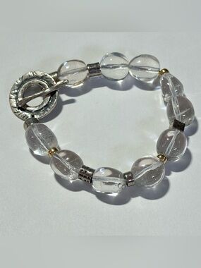 Rare HTF Silpada Bracelet Clear Nugget Beads & 926 Sterling Silver Toggle Clasp